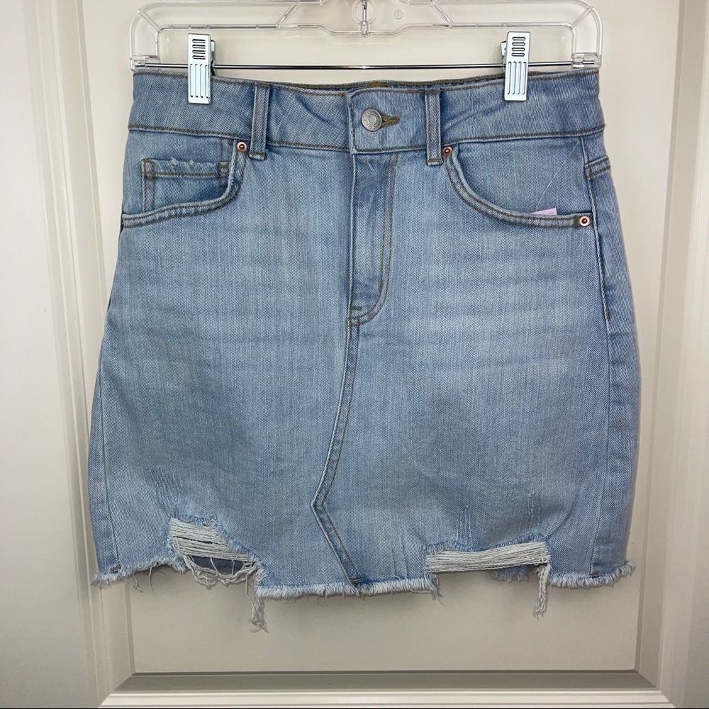 NEW Wild Fable Distressed Jean Skirt Light Wash 2 - Picture 10 of 10